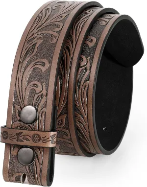 Men Women Western Belt Strap for Jeans Dress Cowboy Leather Belt Strap without Buckle