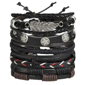 Mens Multi-Layered Wristbands Braided Bracelets