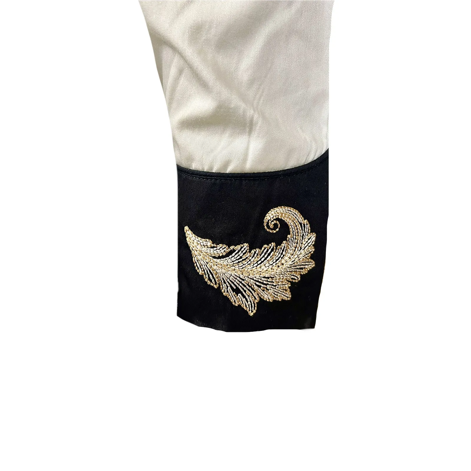 Men’s Vintage 2-Tone Khaki & Black Floral Embroidered Western Shirt