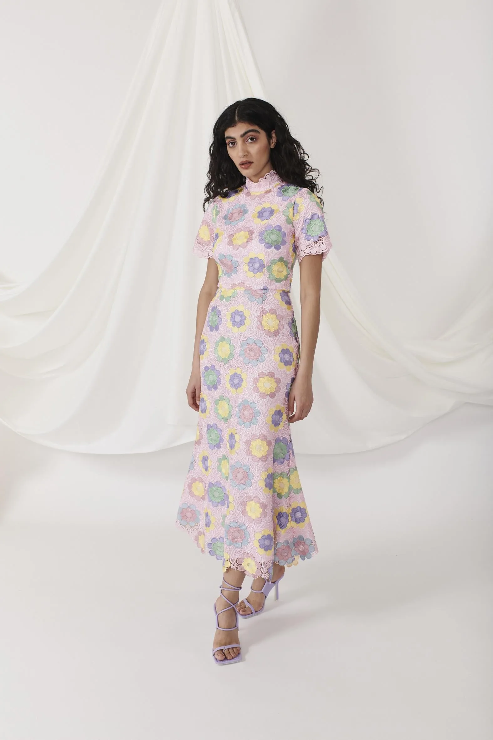 Minnie Pink Lace Midi Dress RENTAL