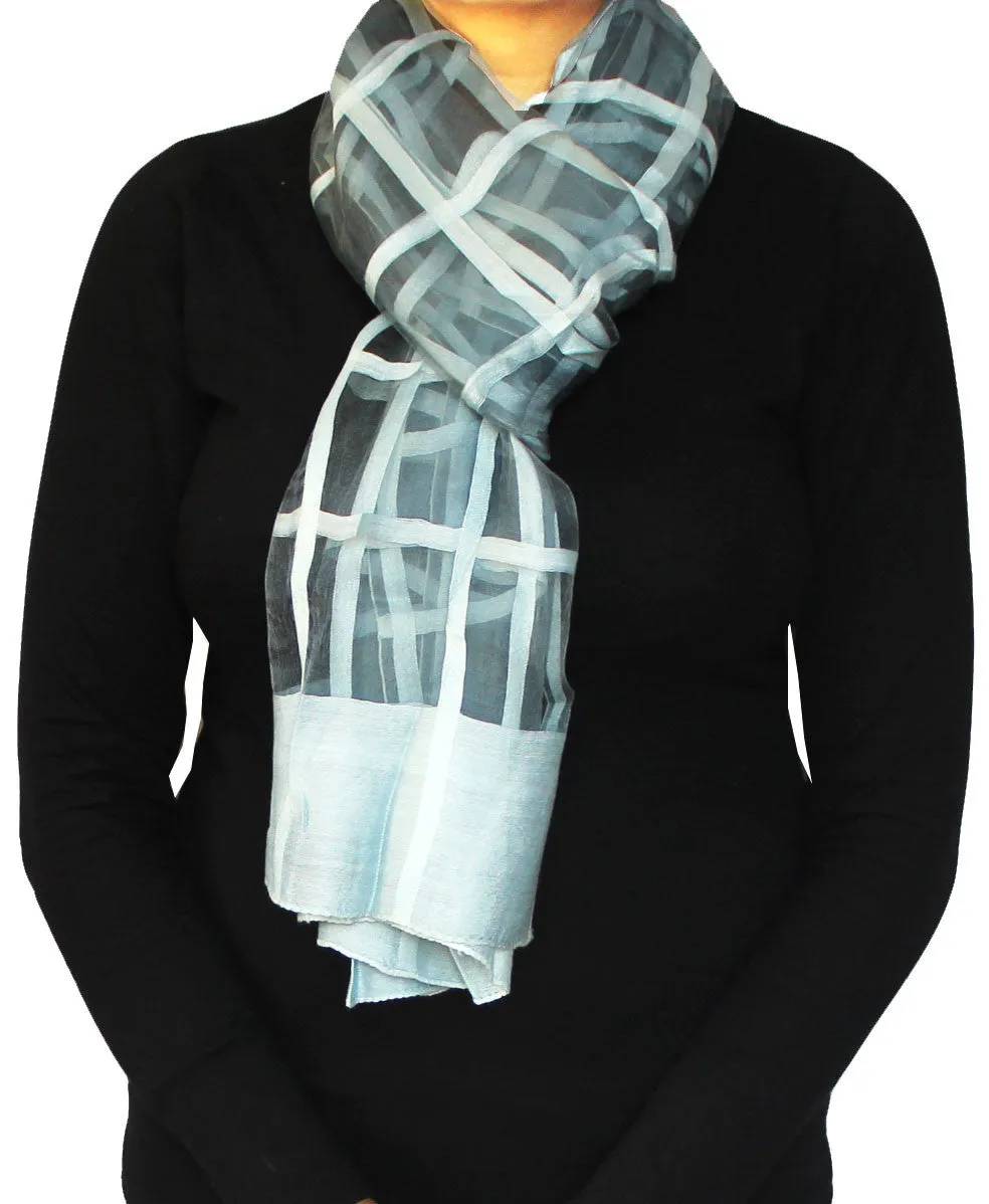 Neck Silk Scarves Self Pattern Womens India Clothing Gift (Grey, 72 x 19 inches)