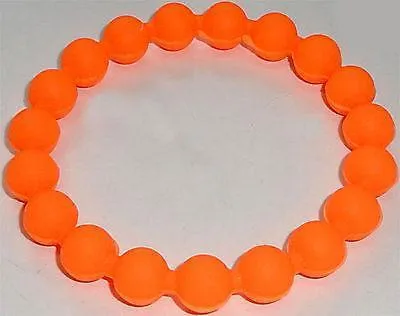 Neon Orange Rubber Silicone Ball Friendship Charm Cuff Bracelet Wristband Bangle