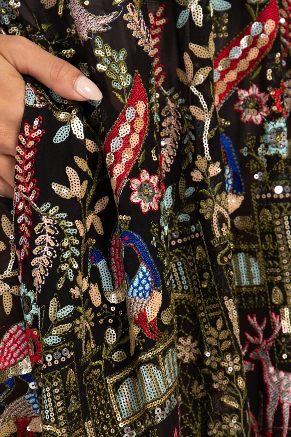 Nour Georgette Forest Embroidered Dress