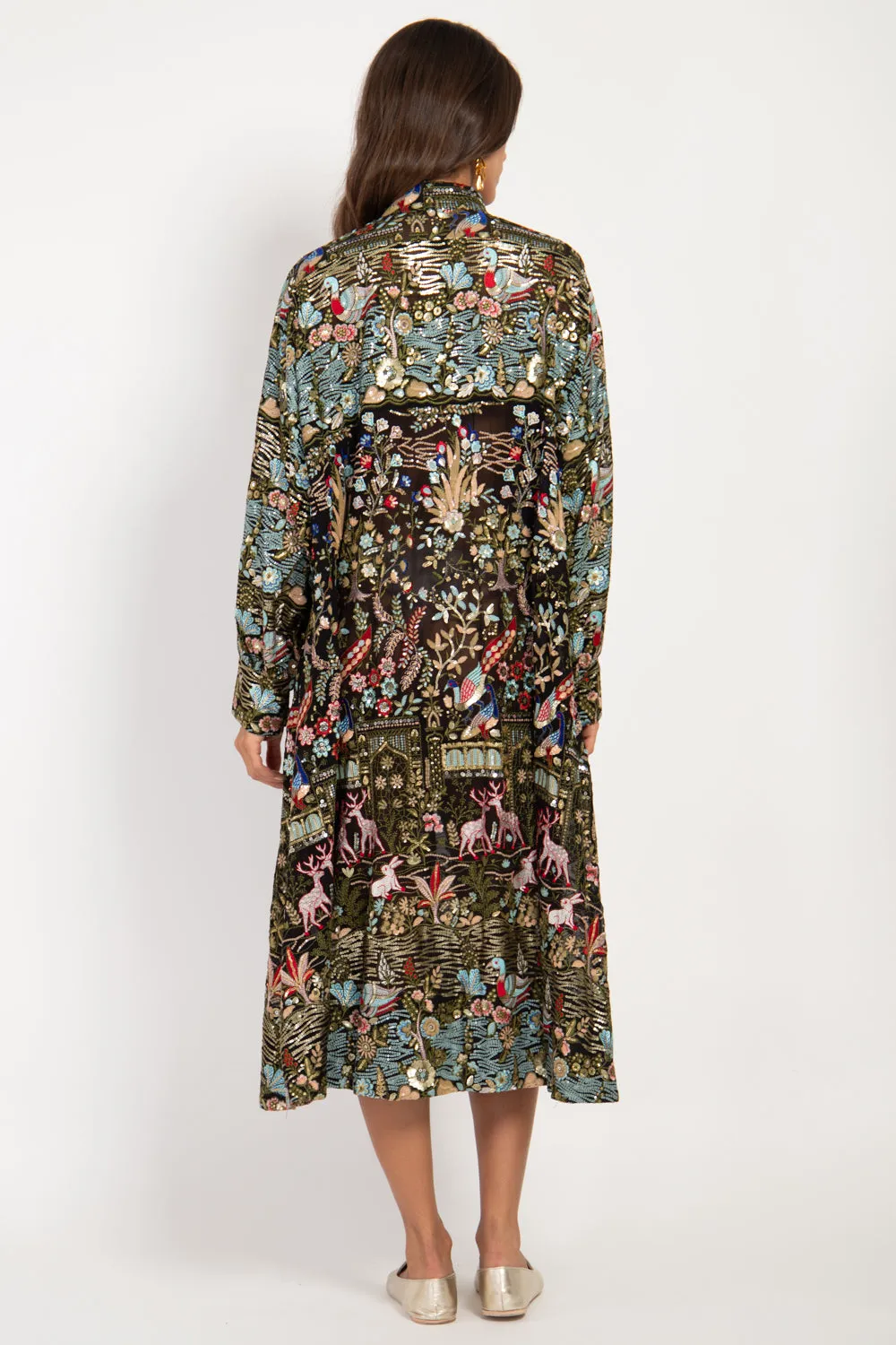 Nour Georgette Forest Embroidered Dress
