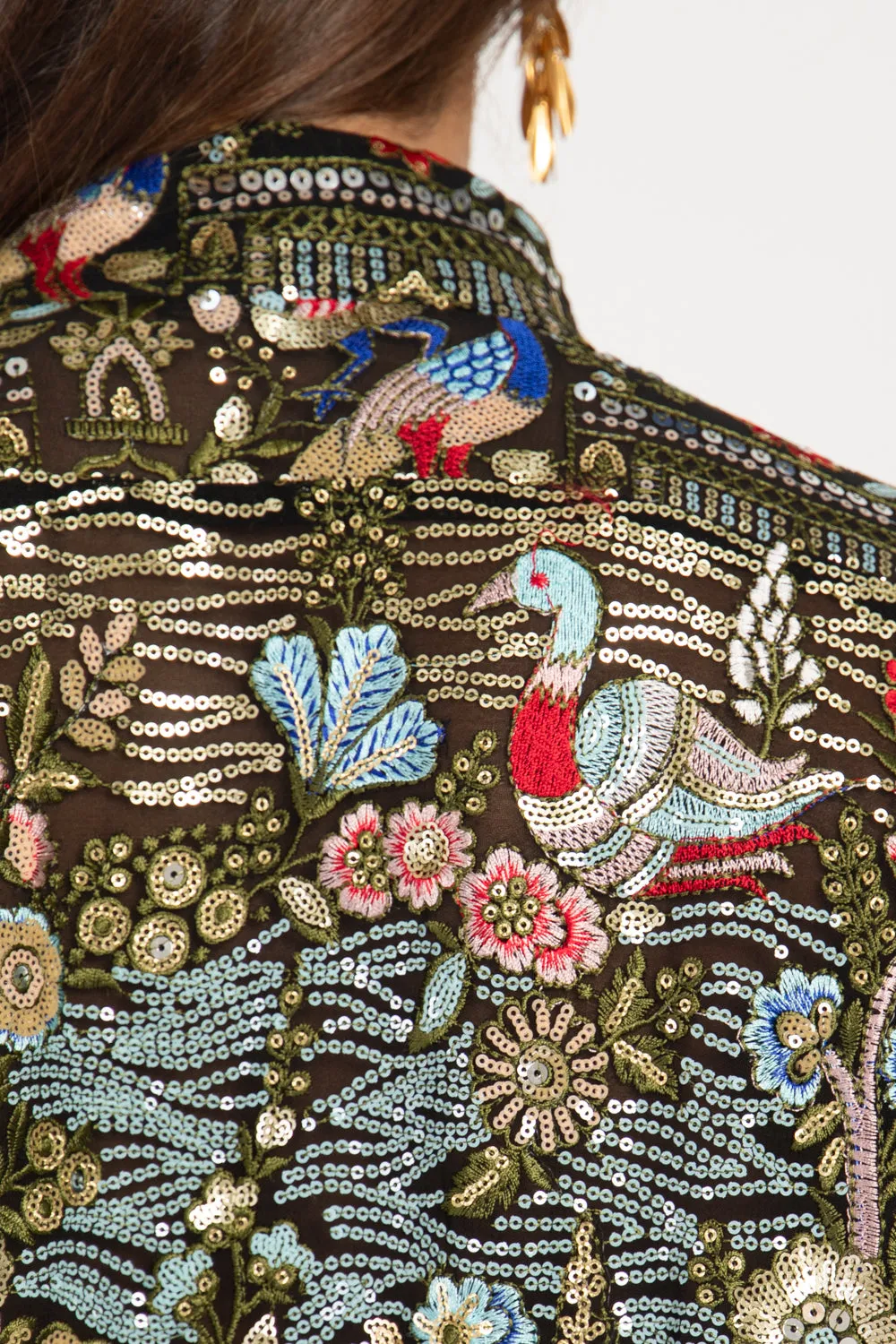 Nour Georgette Forest Embroidered Dress