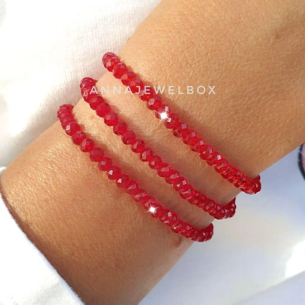 Passion of Life - Set of 3 Red Crystal Bracelets