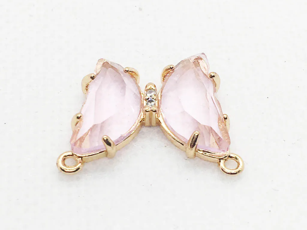 Pastel Pink Butterfly Glass Charms