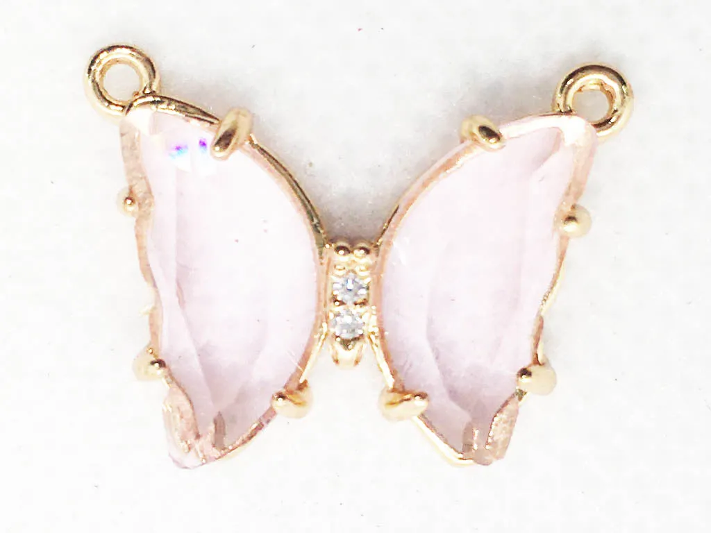 Pastel Pink Butterfly Glass Charms