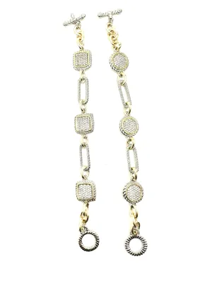 Pave CZ Disc and Links Bracelet