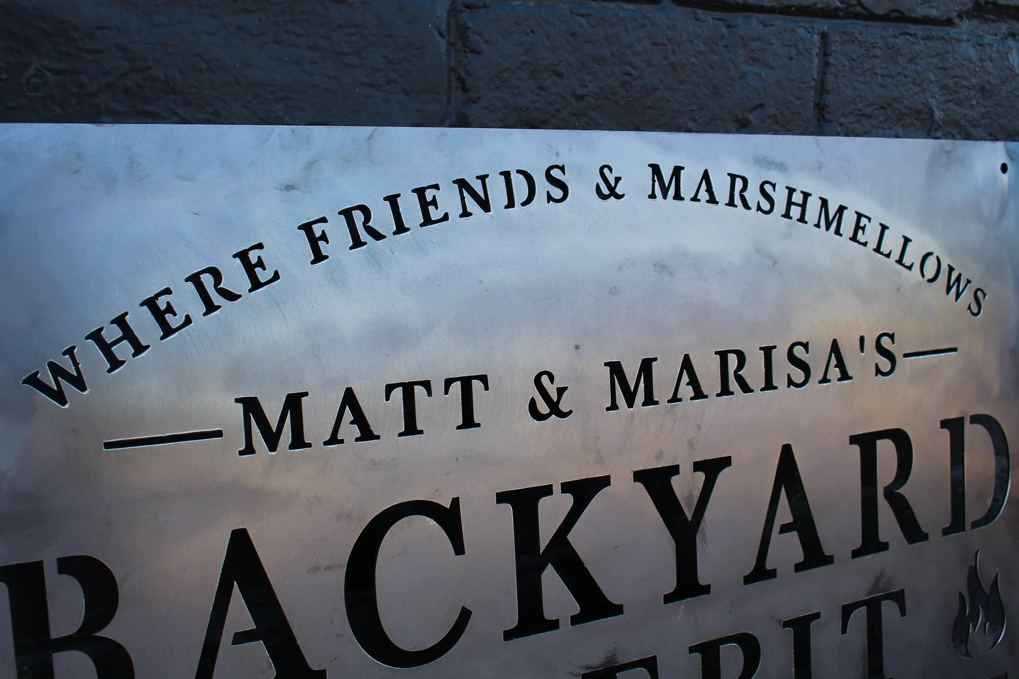 Personalized Backyard Firepit Metal Sign - Custom Backyard Home Decor - Custom Modern Patio Wall Art - Firepit Metal Sign