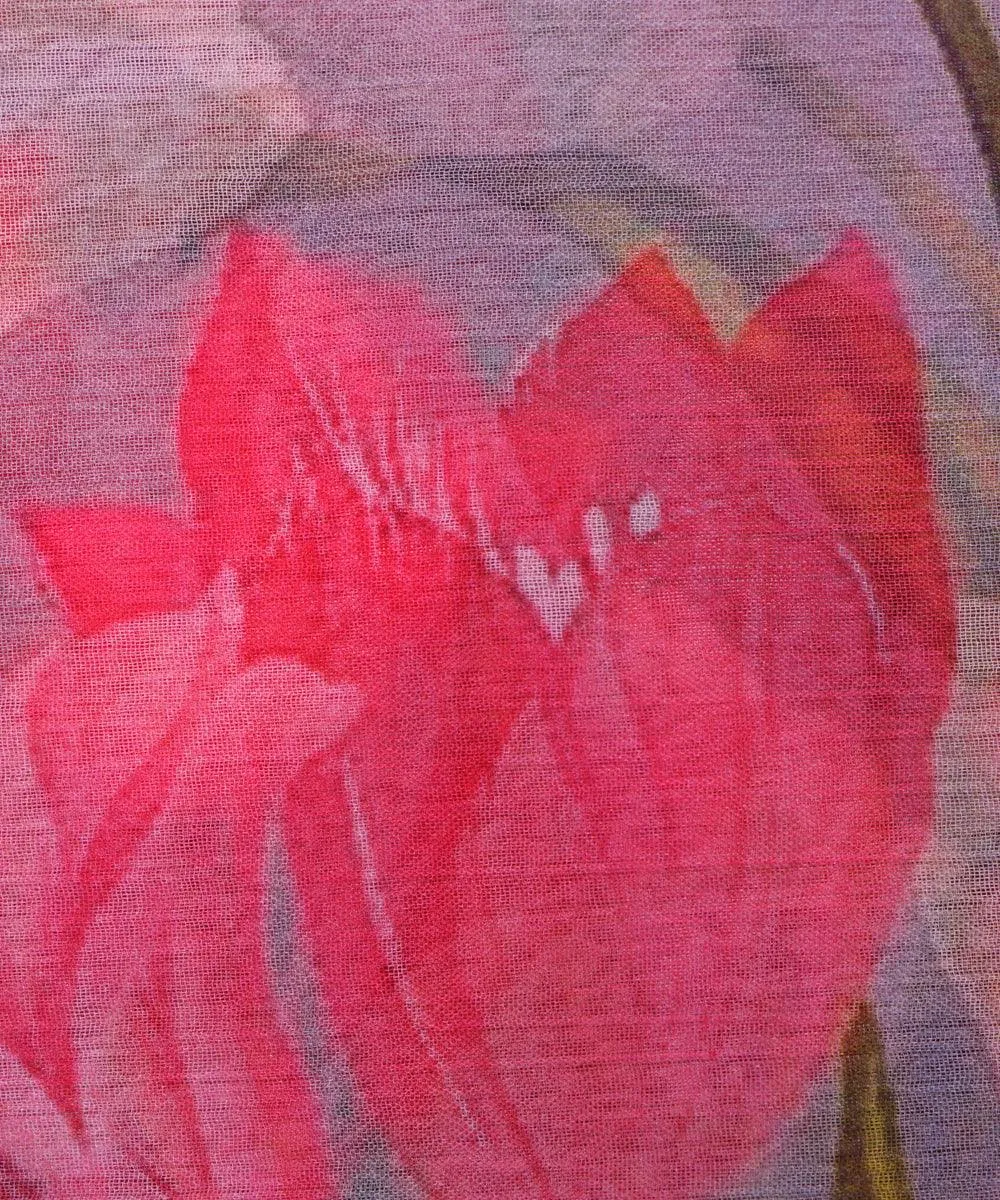 Pink Colour Floral Print Chiffon Fabric