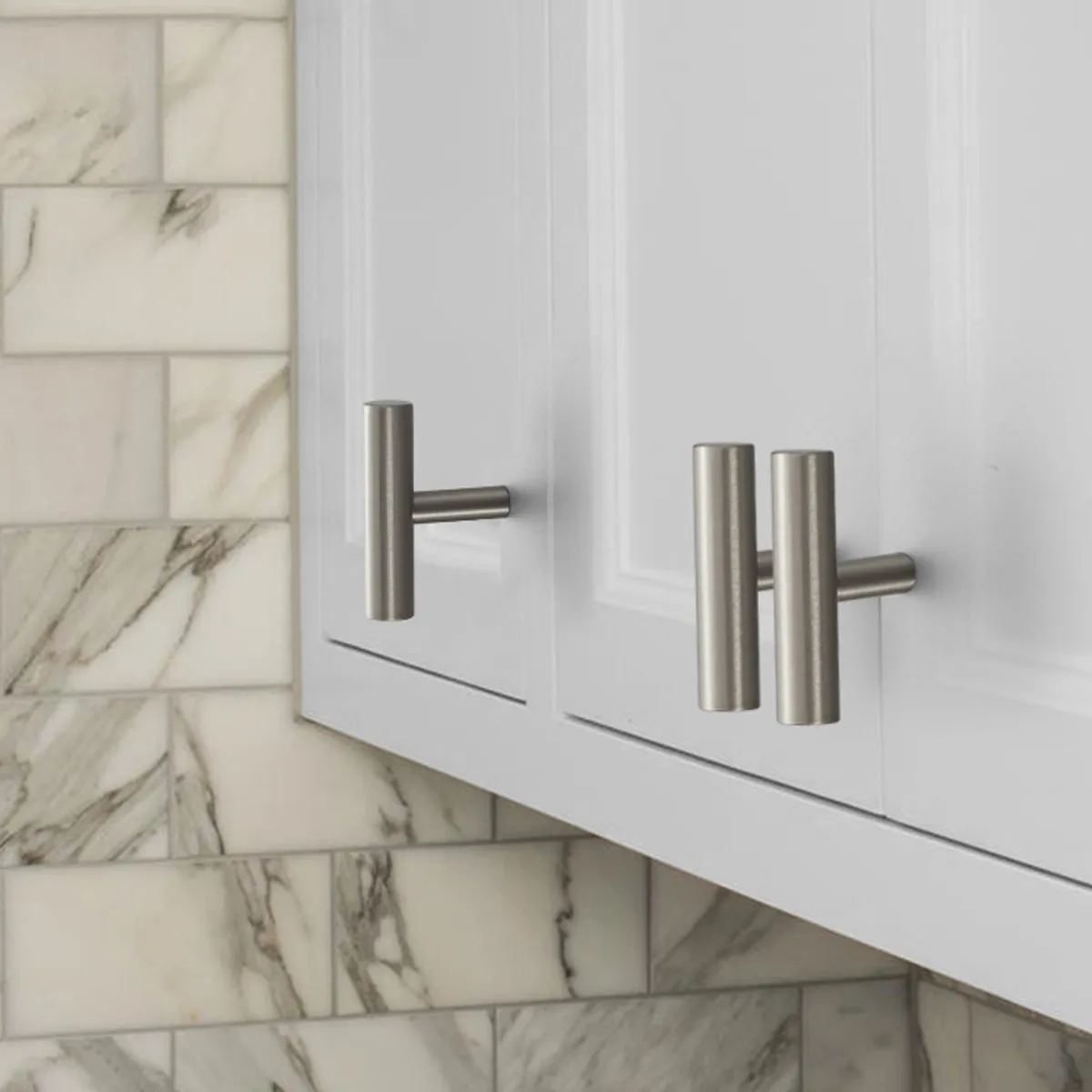 Probrico Brushed Nickel Finish One Hole Kitchen Cabinet Handles Stainless Steel Pulls 30packs