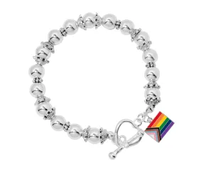 "Progress Pride" Flag by Daniel Quasar Charm Beaded Bracelet