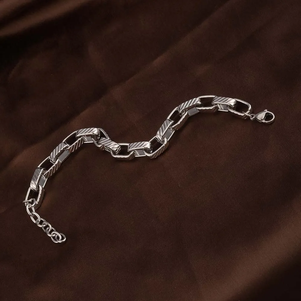 Rectangular Link Silver Bracelet
