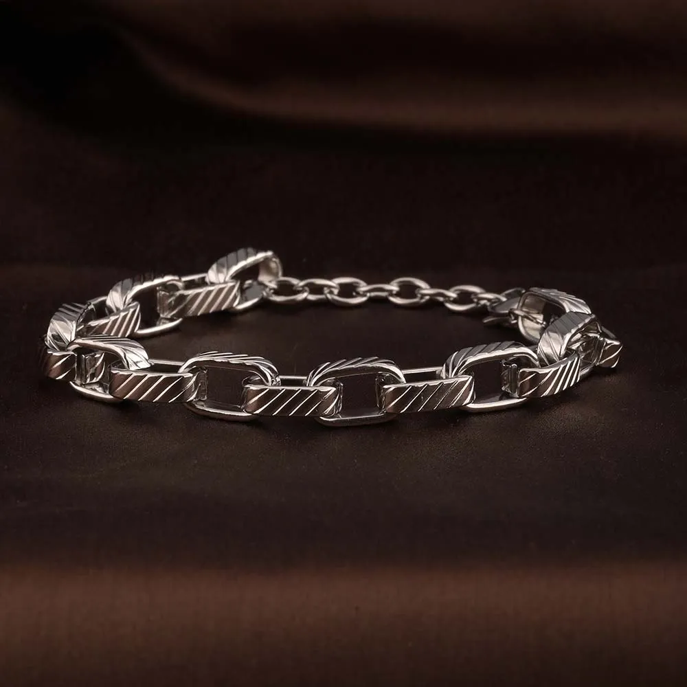 Rectangular Link Silver Bracelet