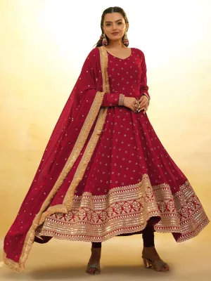 Red Georgette ready-to-wear salwar suit with dupatta