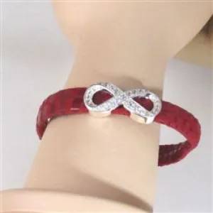 Red Leather Bracelet with Infinity Love Knot