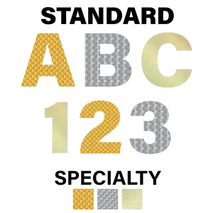 Reflective Specialty Styles Letters and Numbers Decals