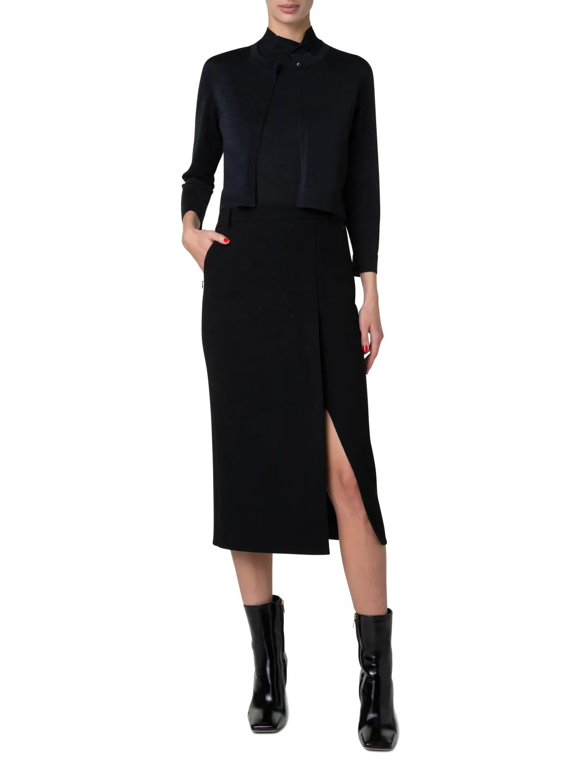 Short Silk Bolero Knit Cardigan with Lurex