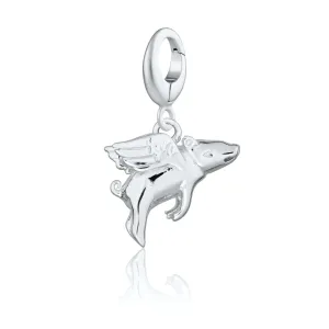 Silver Flying Pig Charm