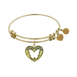 Smooth Finish Brass Grand Mother  Angelica Bangle Bracelet, 7.25"