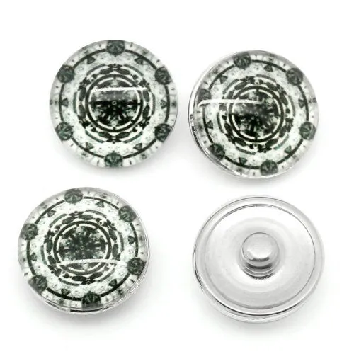 Snowflake Design Glass Chunk Charm Button Fits Chunk Bracelet 18mm for Noosa Style Bracelet
