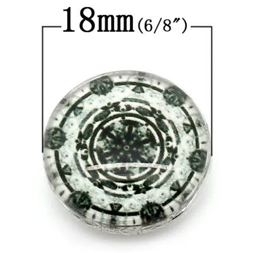 Snowflake Design Glass Chunk Charm Button Fits Chunk Bracelet 18mm for Noosa Style Bracelet