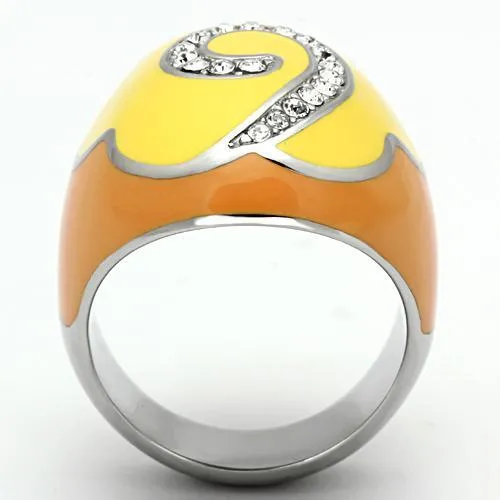 Stainless Steel Ring Top GRD Crystal Clear TK846 for Women Style High