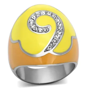 Stainless Steel Ring Top GRD Crystal Clear TK846 for Women Style High