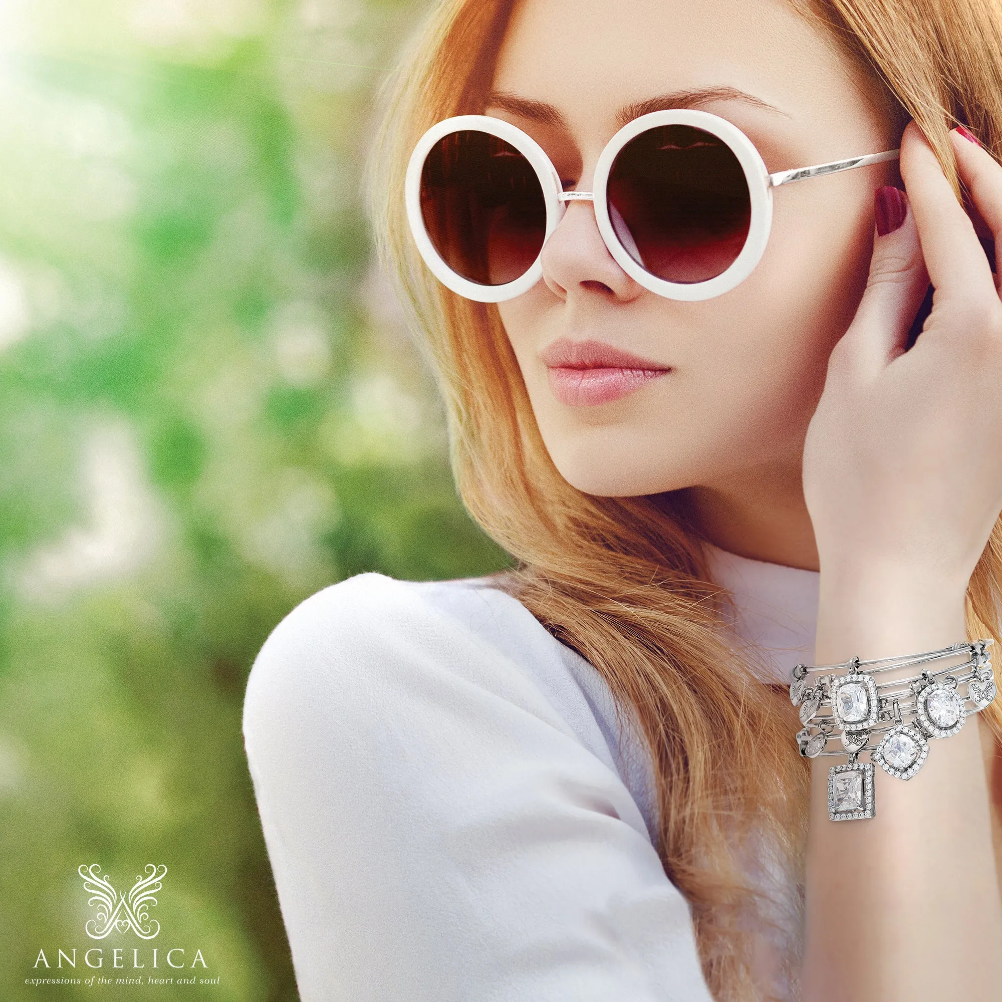 Stipple Finish Brass Starfish  Angelica Bangle Bracelet, 7.25"