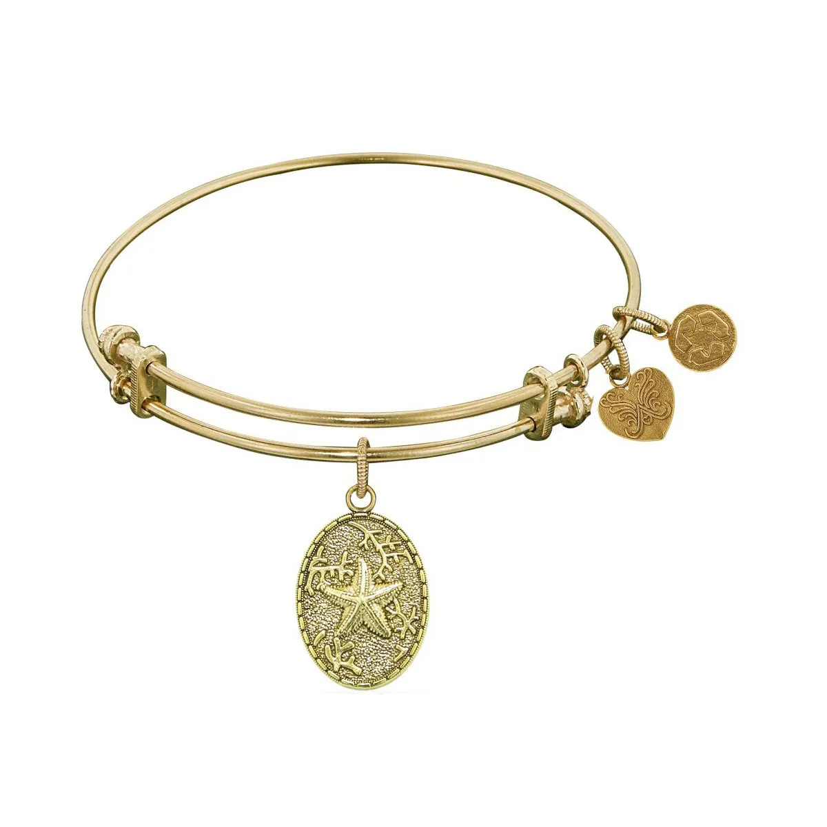 Stipple Finish Brass Starfish  Angelica Bangle Bracelet, 7.25"