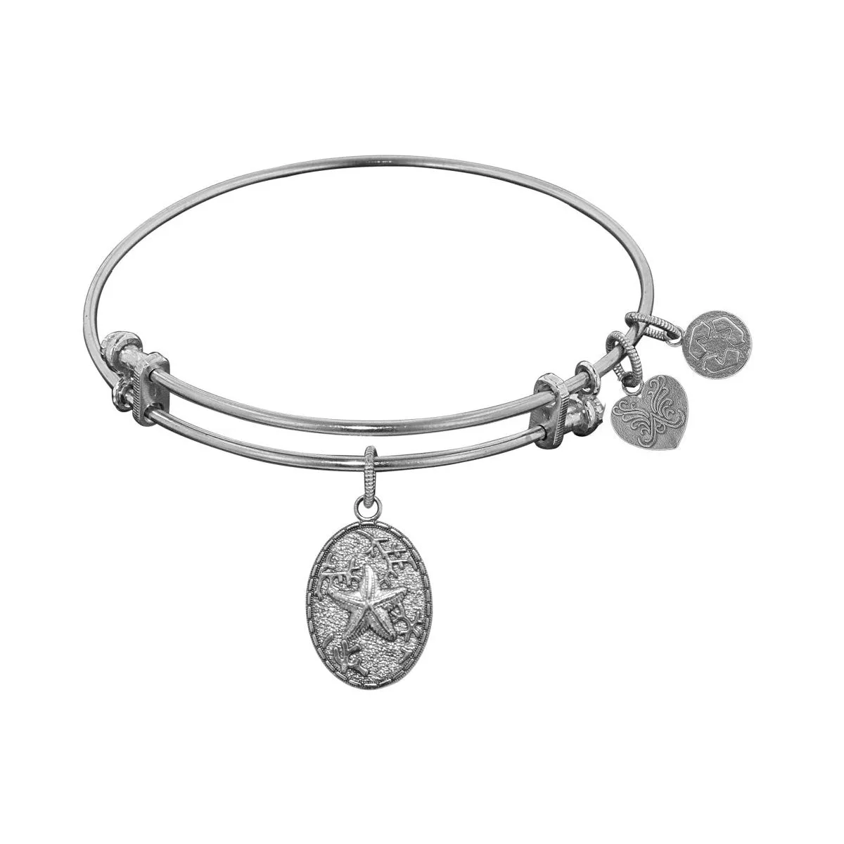 Stipple Finish Brass Starfish  Angelica Bangle Bracelet, 7.25"