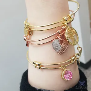 Stipple Finish Brass Starfish  Angelica Bangle Bracelet, 7.25"