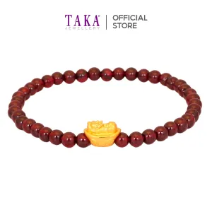 TAKA Jewellery 999 Pure Gold Yuan Bao Pixiu Beads Bracelet
