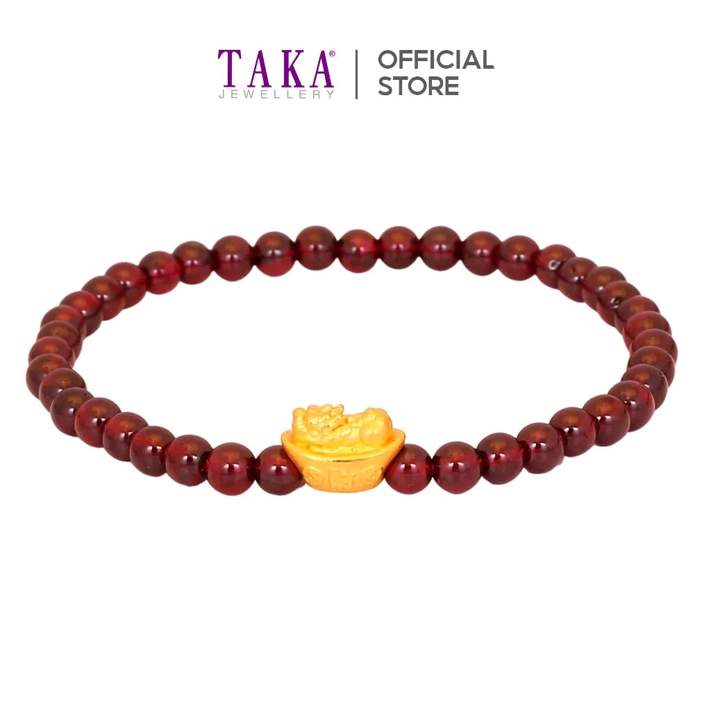 TAKA Jewellery 999 Pure Gold Yuan Bao Pixiu Beads Bracelet