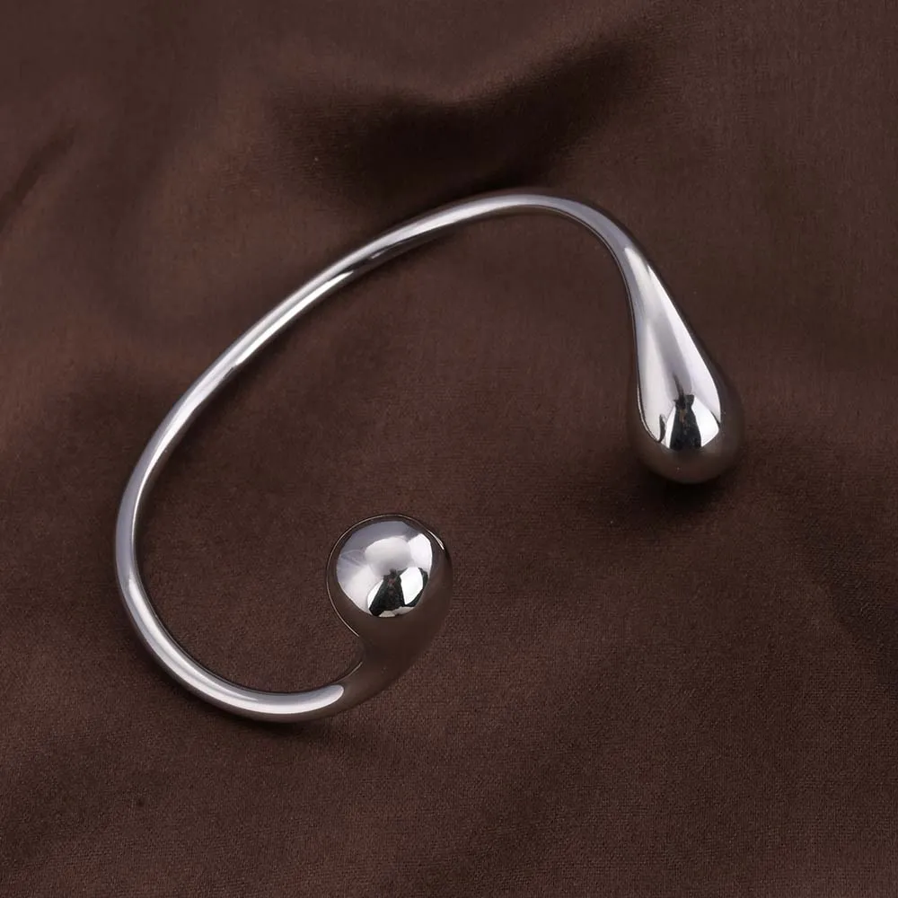 Unique Curved Silver Cuff Bracelet
