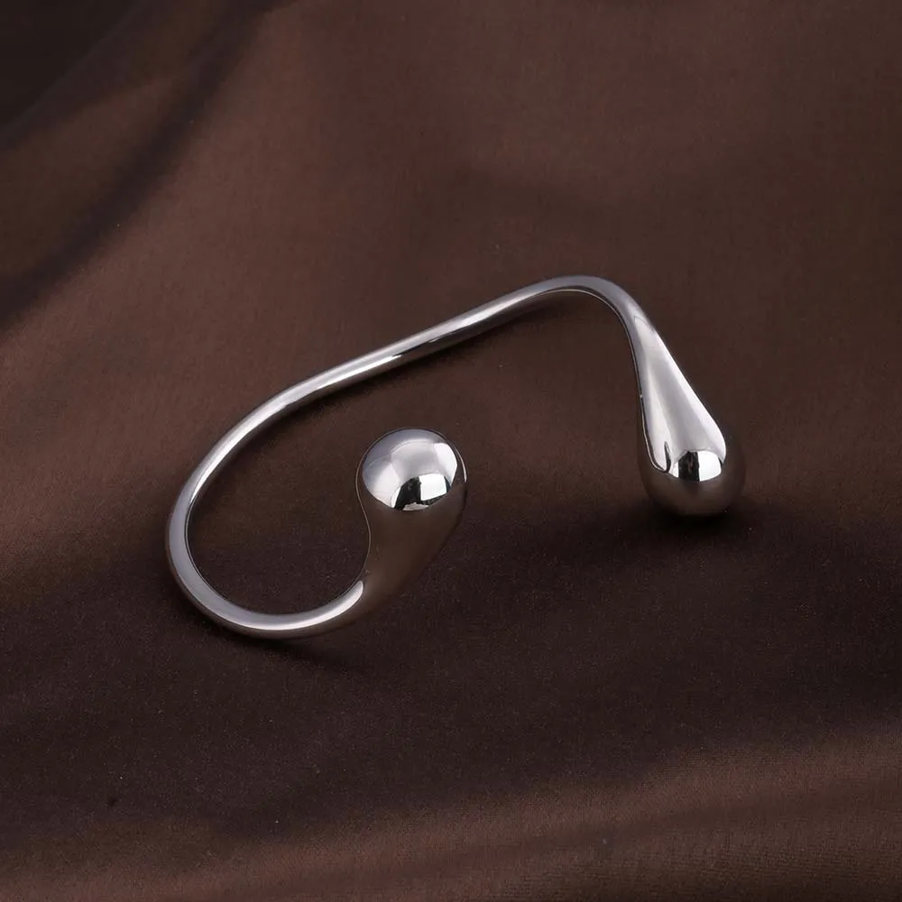 Unique Curved Silver Cuff Bracelet
