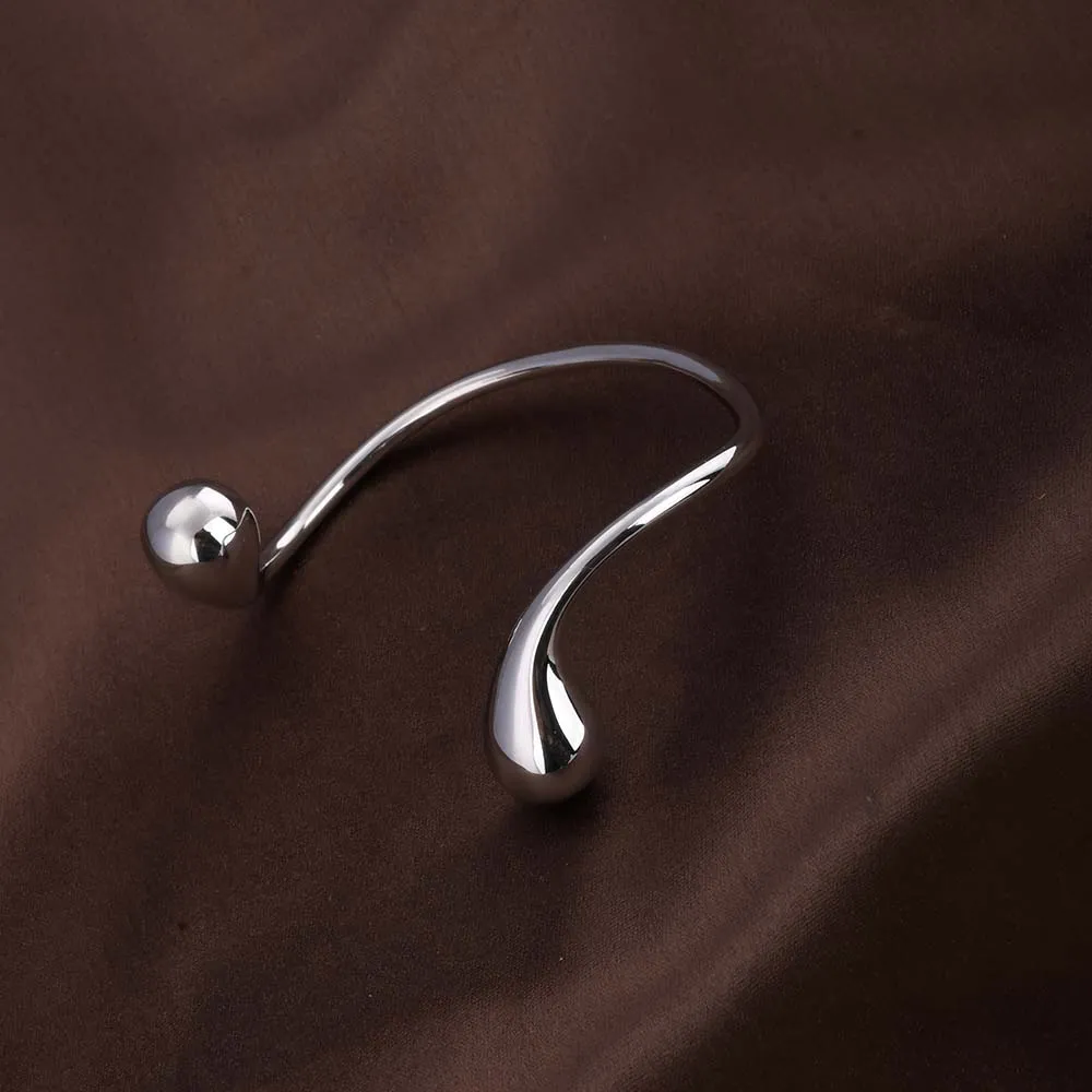 Unique Curved Silver Cuff Bracelet