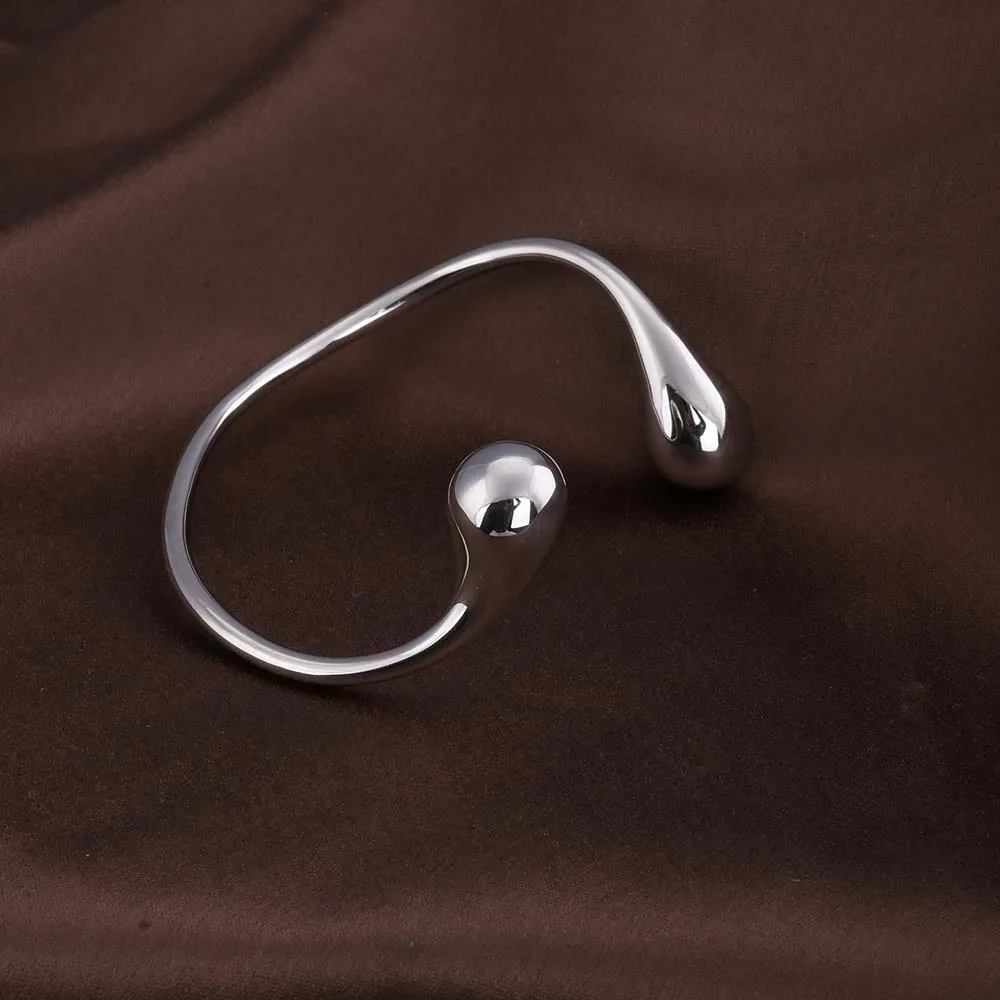 Unique Curved Silver Cuff Bracelet