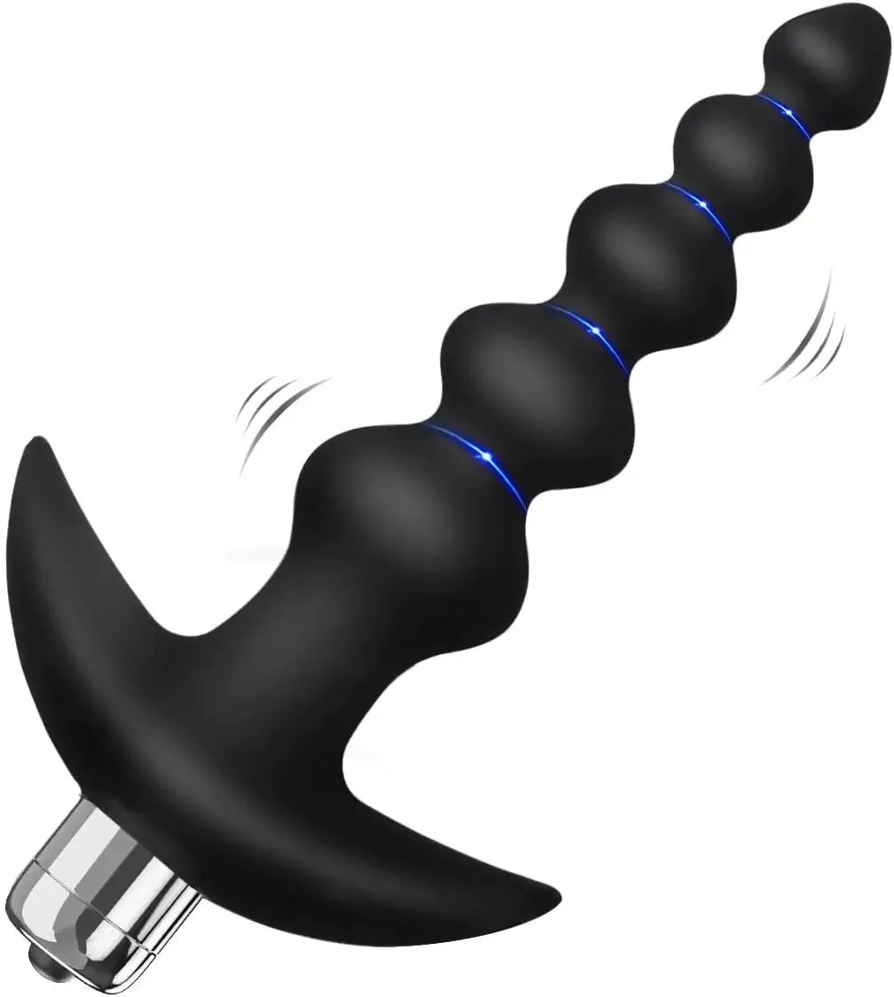 Vibrating Graduated Design Anal Beads Flexible Silicone Butt Plug