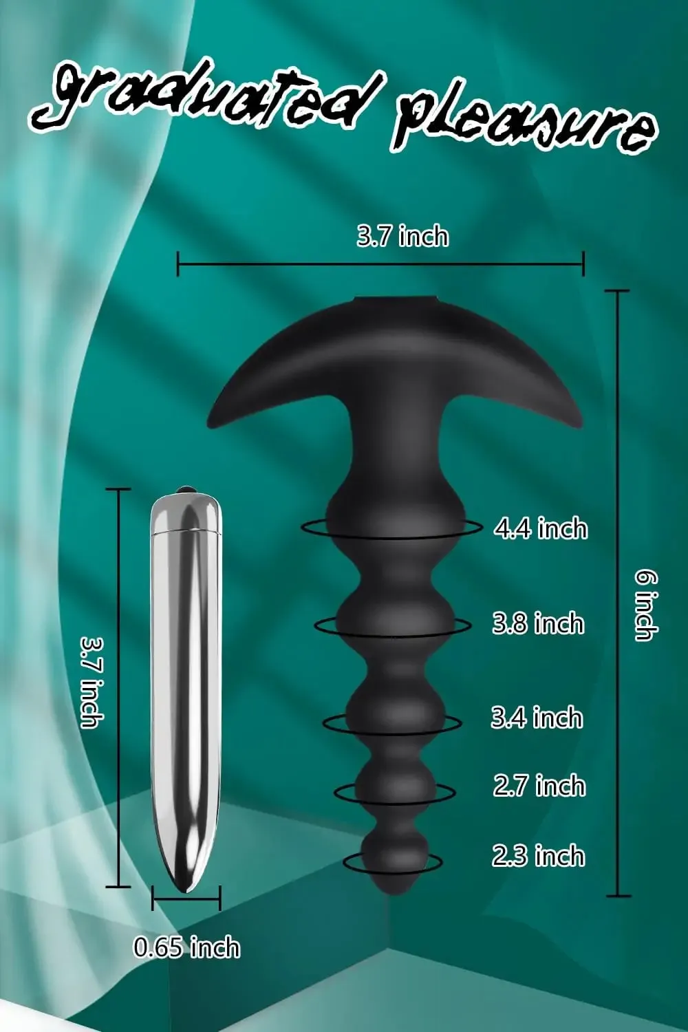 Vibrating Graduated Design Anal Beads Flexible Silicone Butt Plug