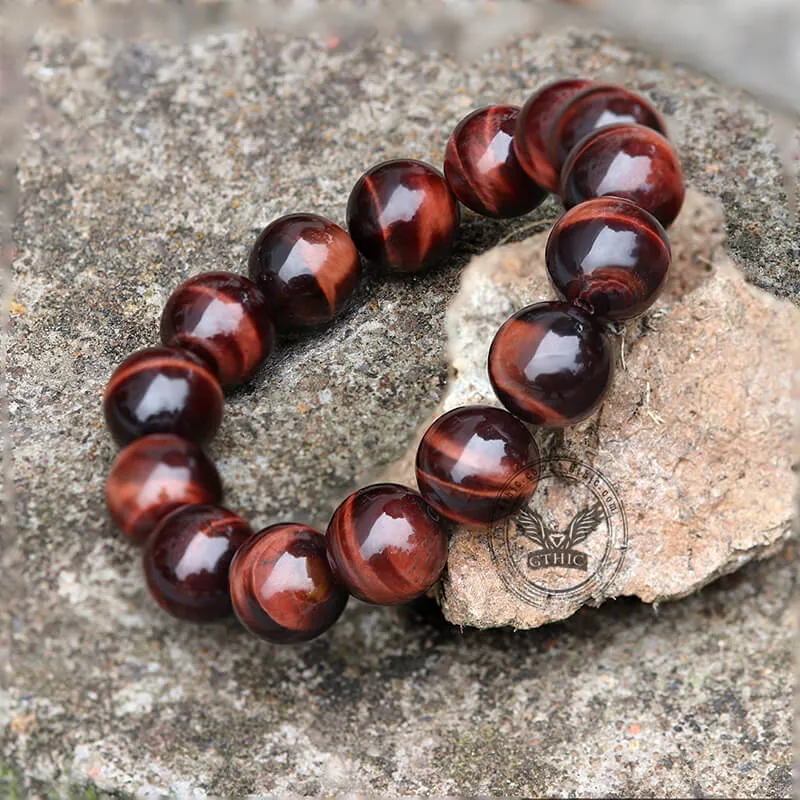 Vintage Red Tiger Eye Gemstone Bead Bracelet