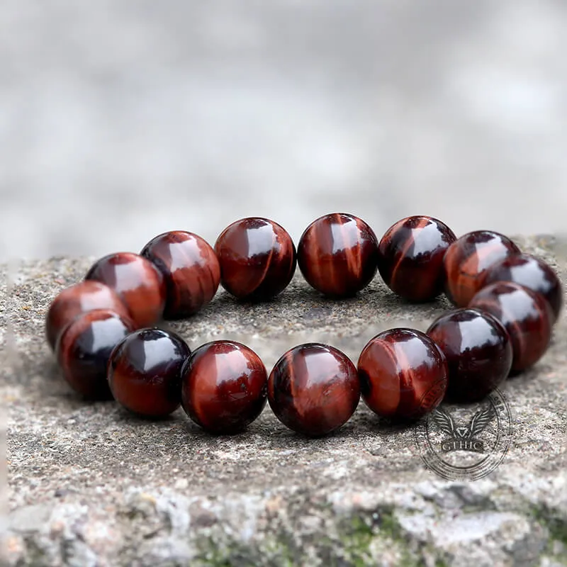 Vintage Red Tiger Eye Gemstone Bead Bracelet