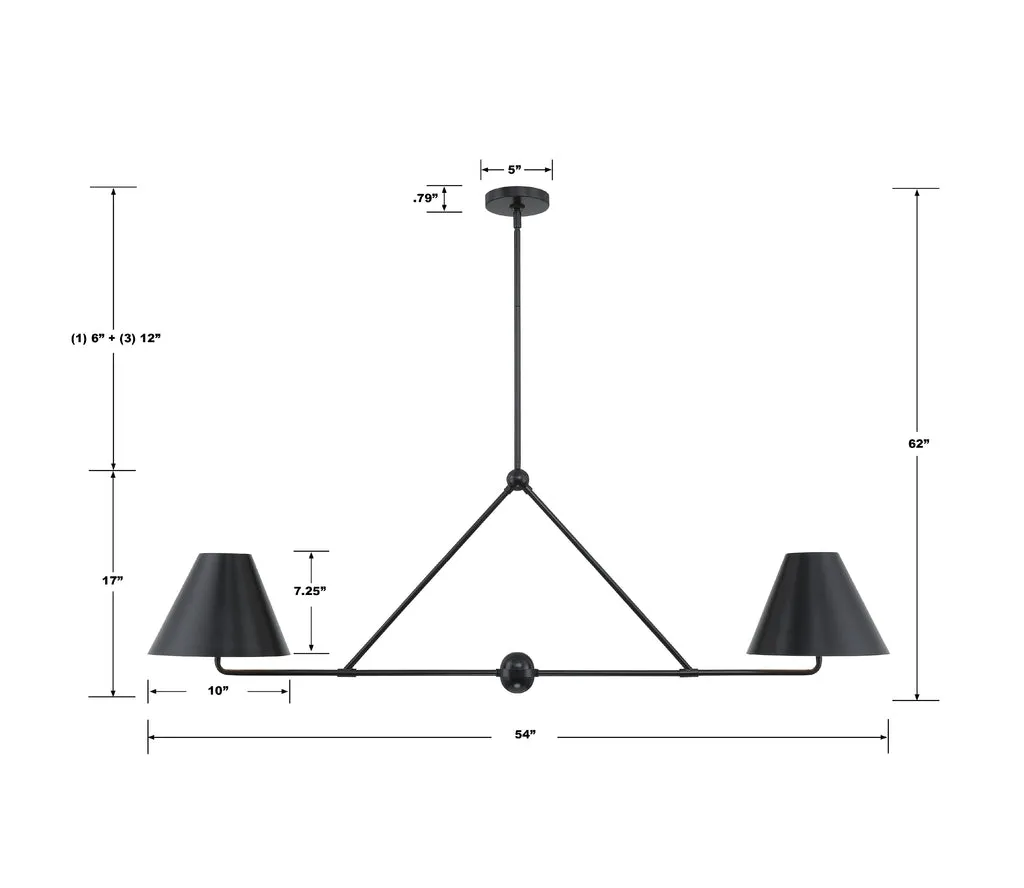 Xavier 4 Light Matte Black Chandelier